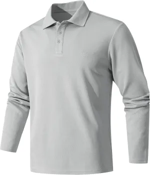 Men's Long Sleeve Polo Shirt Quick Dry Performance Tactical Shirts Daily Casual Stylish Collared Shirts for Men