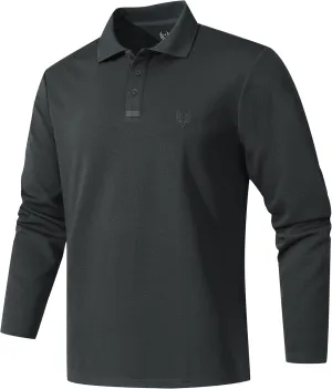 Men's Long Sleeve Polo Shirt Quick Dry Performance Tactical Shirts Daily Casual Stylish Collared Shirts for Men