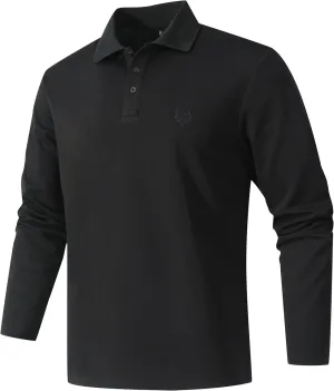 Men's Long Sleeve Polo Shirt Quick Dry Performance Tactical Shirts Daily Casual Stylish Collared Shirts for Men