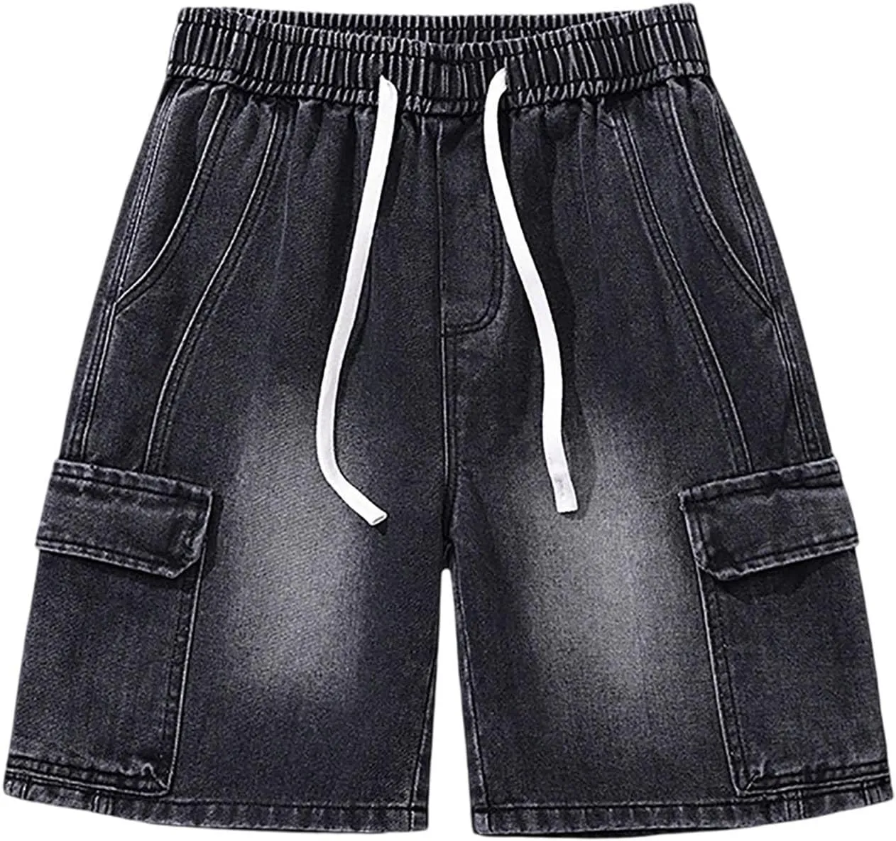 Men's Loose Y2K Hip Hop Cropped Jean Shorts Work Denim Shorts with Pockets Casual Trendy Outfits