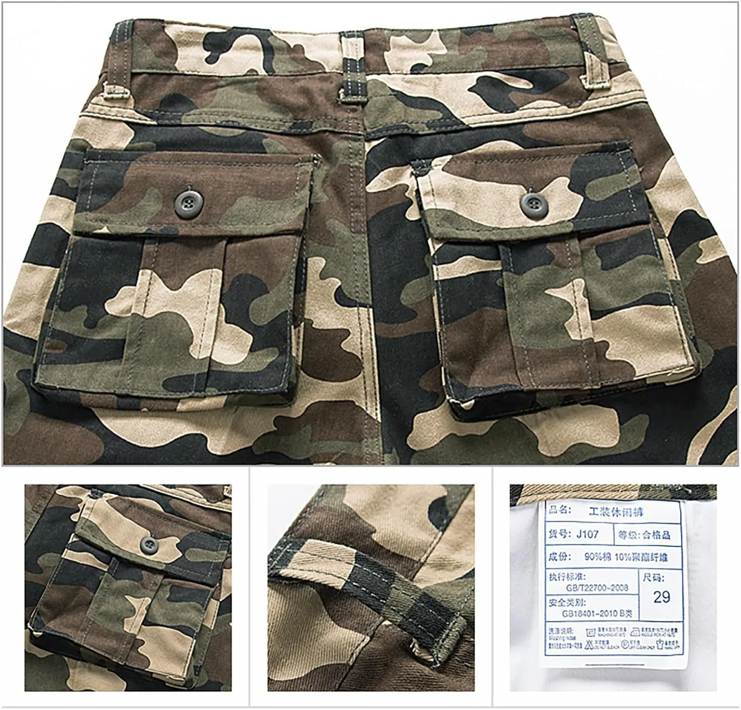 Mens Outdoor Fashion Cargo Pants Military Baggy Comfy Overalls Tactical Combat Simple Solid Color Multi-Pocket Hiking Trouser