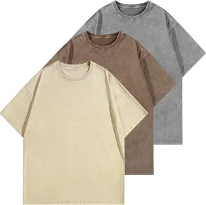 Mens Oversized T Shirts Vintage Cotton Acid Wash Heavyweight Loose Fit Tees Shirts Unisex Basic Tops for Men Women