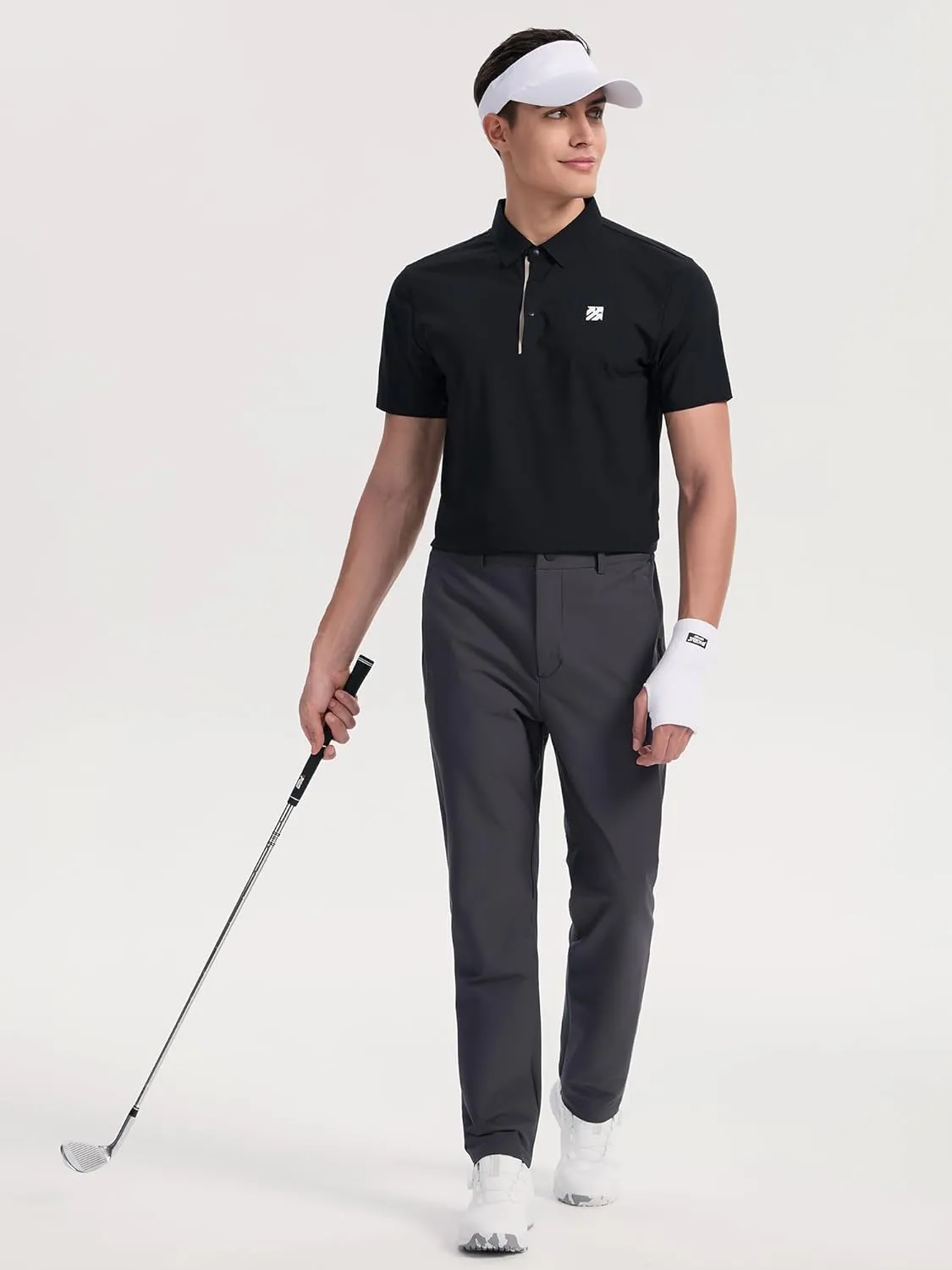 Mens Performance Polo Shirts Seamless Tech Golf Pickleball Shirts for Men Quick Dry Moisture Wicking