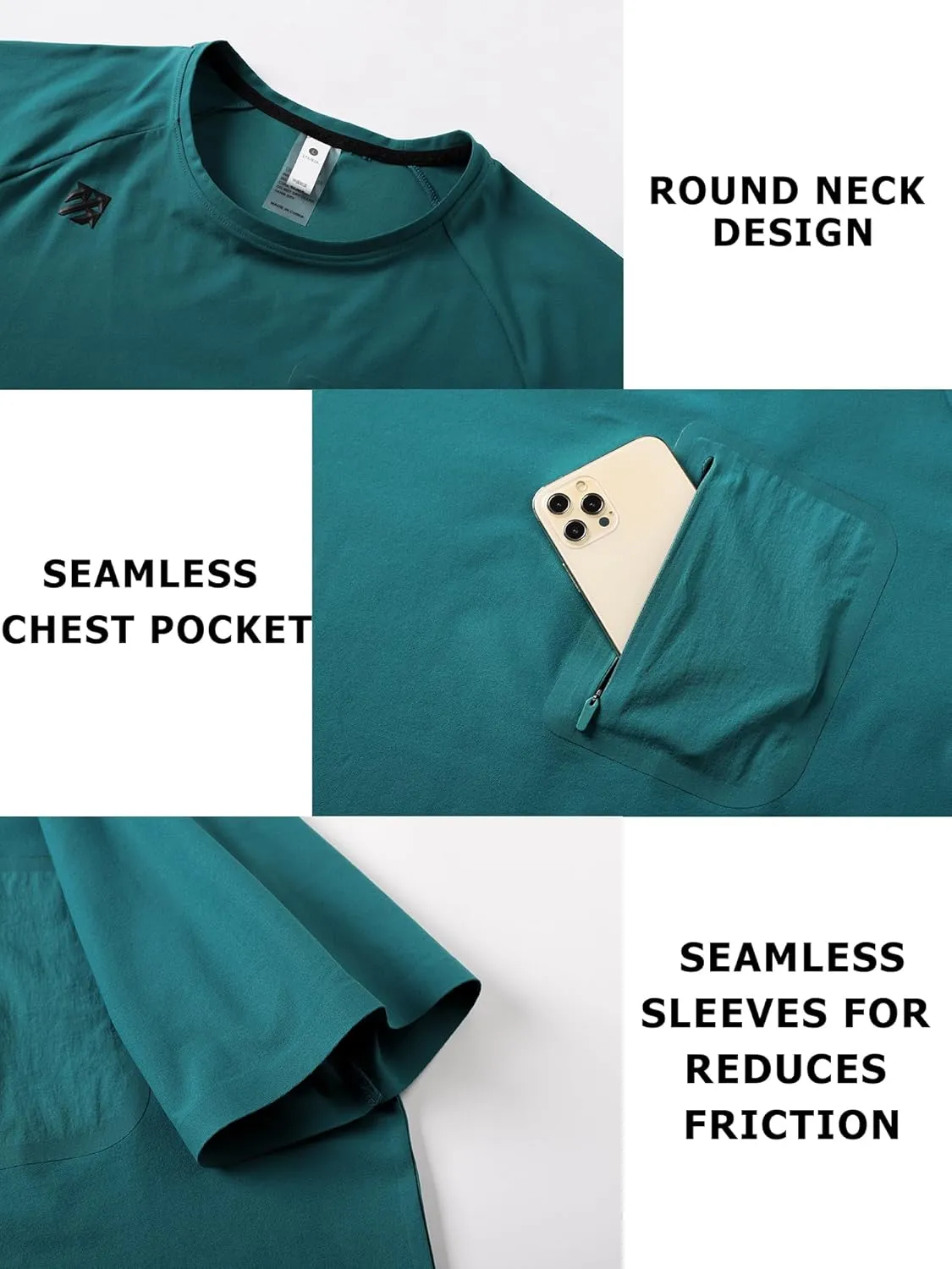 Mens Seamless T-Shirts Light Weight Moisture Wicking Running Workout Pickleball Shirts for Men