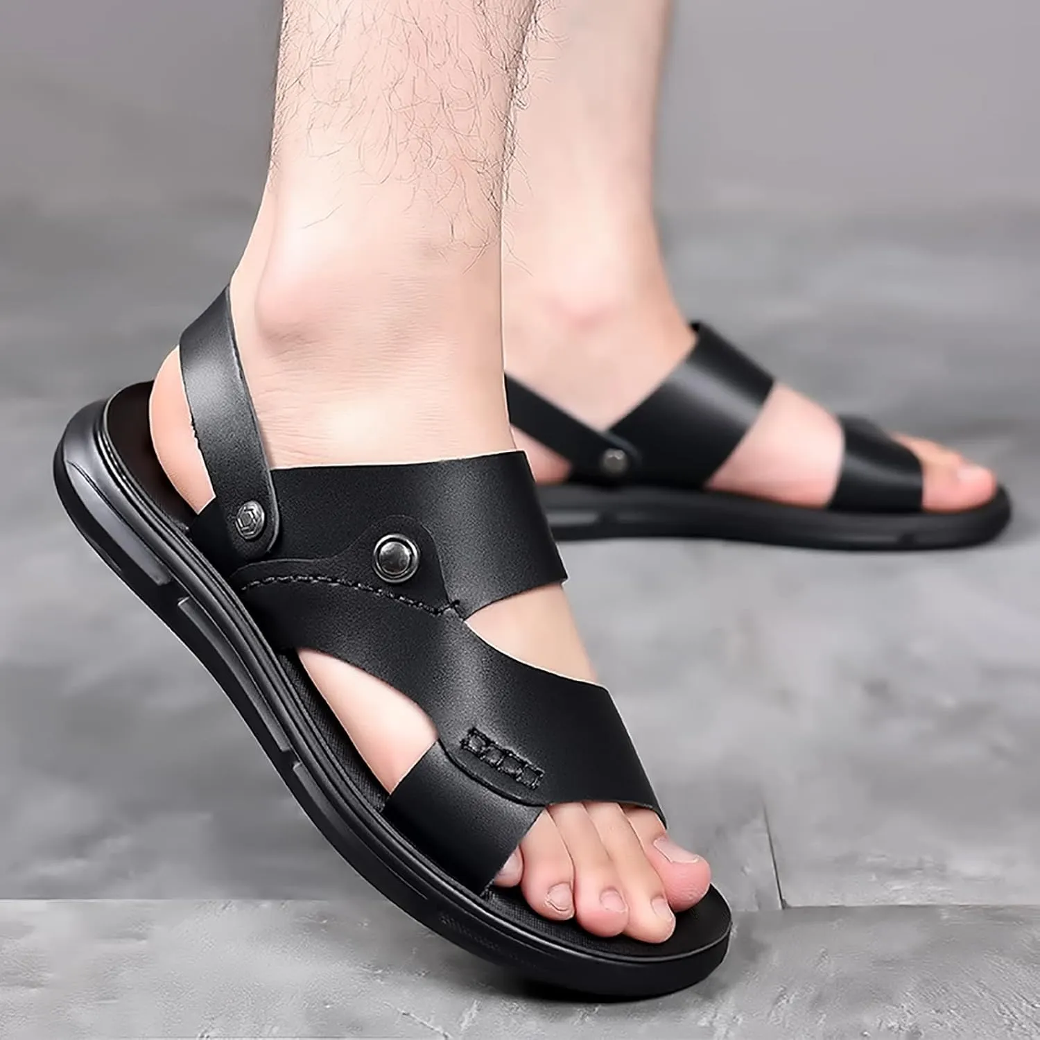 Mens Slide On Sandals Men Sport Sandals Athletic Summer Beach Slides Shoes Outdoor Hiking Thong Flip Rubber Sandal Men