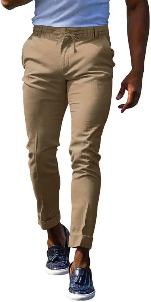 Mens Slim Fit Leisure Pants Mid Waist Soldi Color Straight Fall Fashion Hipster Trouser Dressy Casual Outdoor Versatile Pants