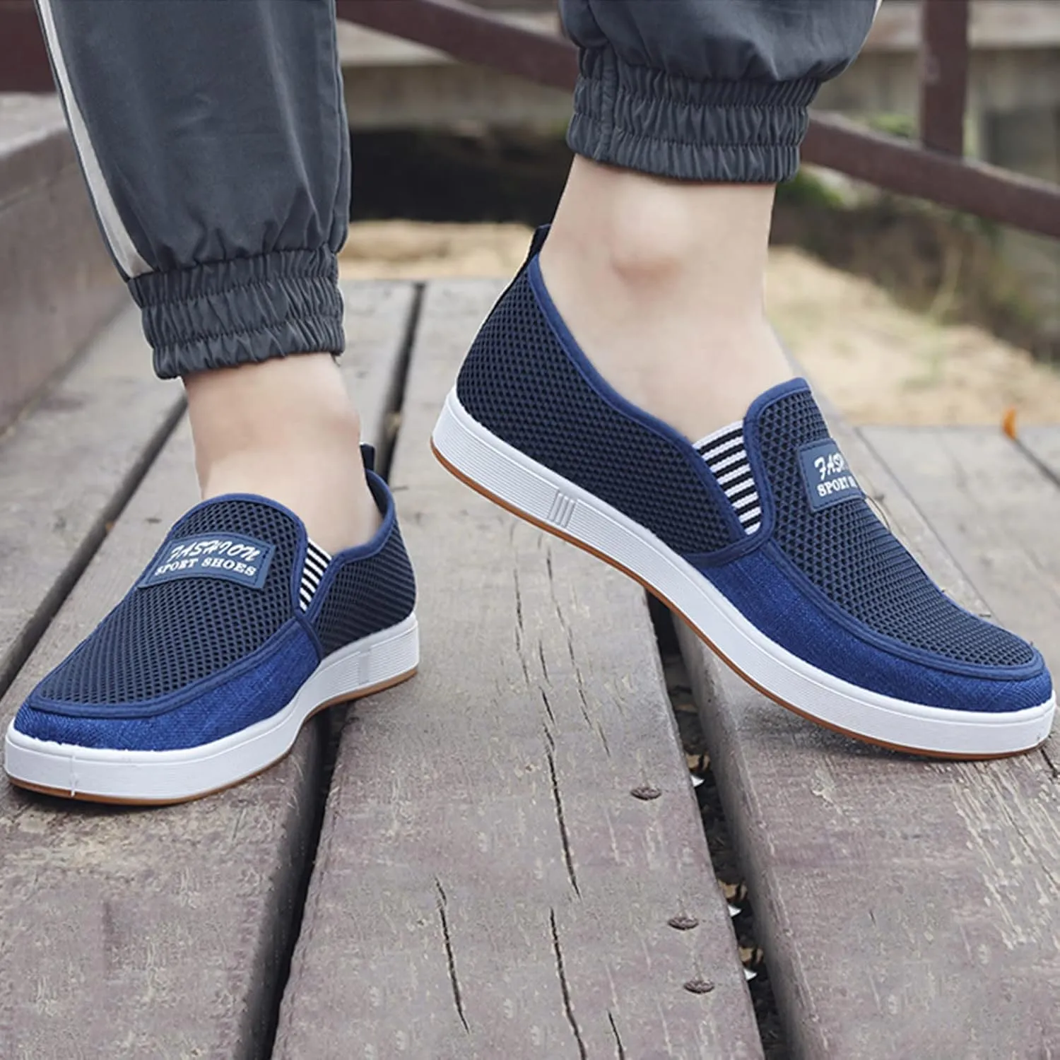 Mens Slip on Sneakers Breathable Tennis Shoes Casual Fashion Walking Shoes Loafers Shoes for Golf Business