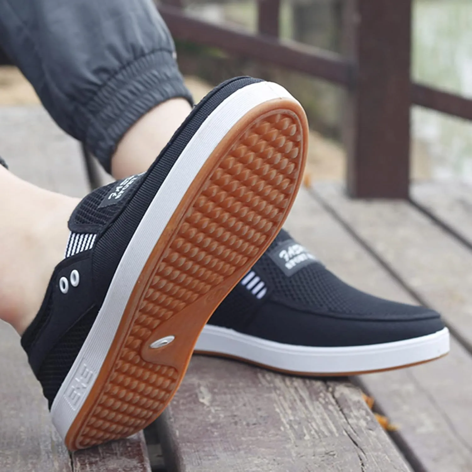 Mens Slip on Sneakers Breathable Tennis Shoes Casual Fashion Walking Shoes Loafers Shoes for Golf Business