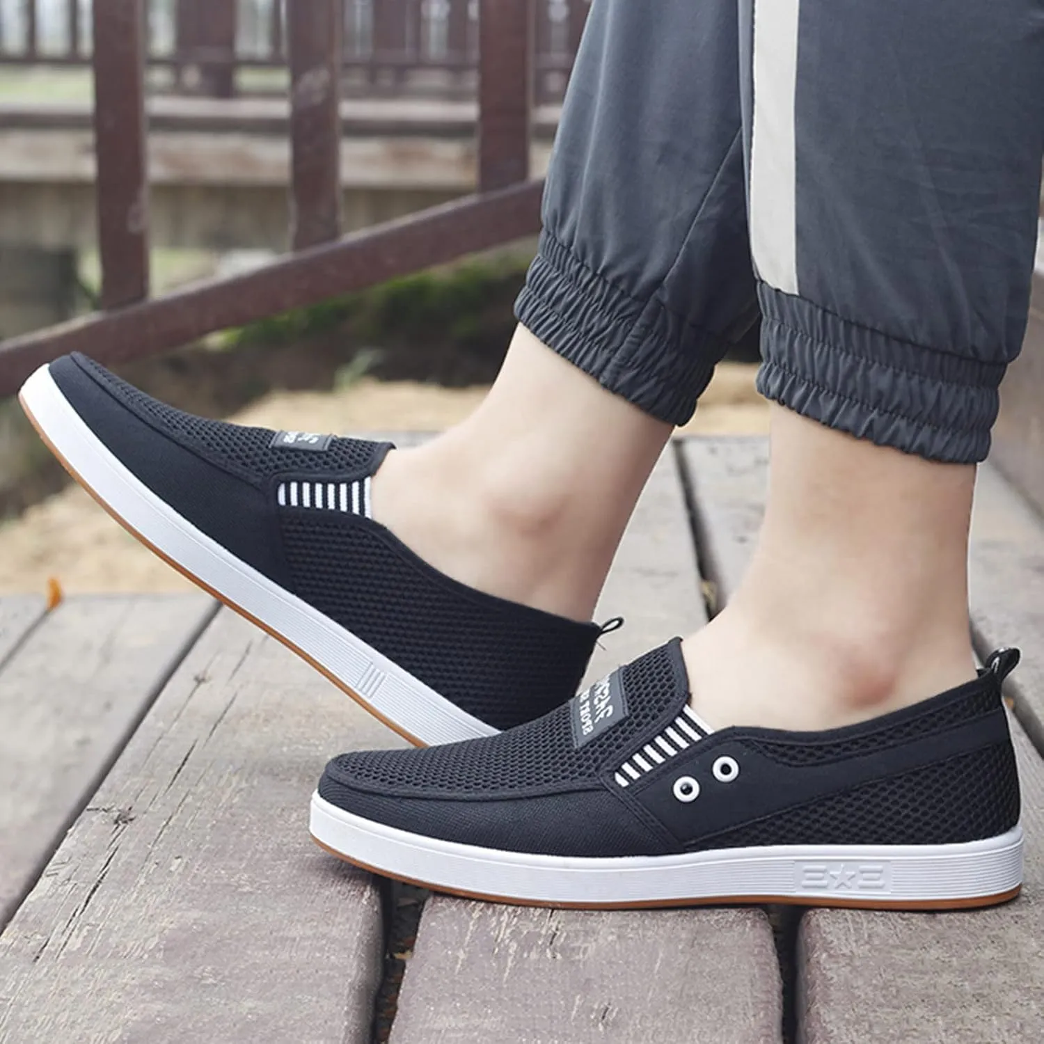 Mens Slip on Sneakers Breathable Tennis Shoes Casual Fashion Walking Shoes Loafers Shoes for Golf Business