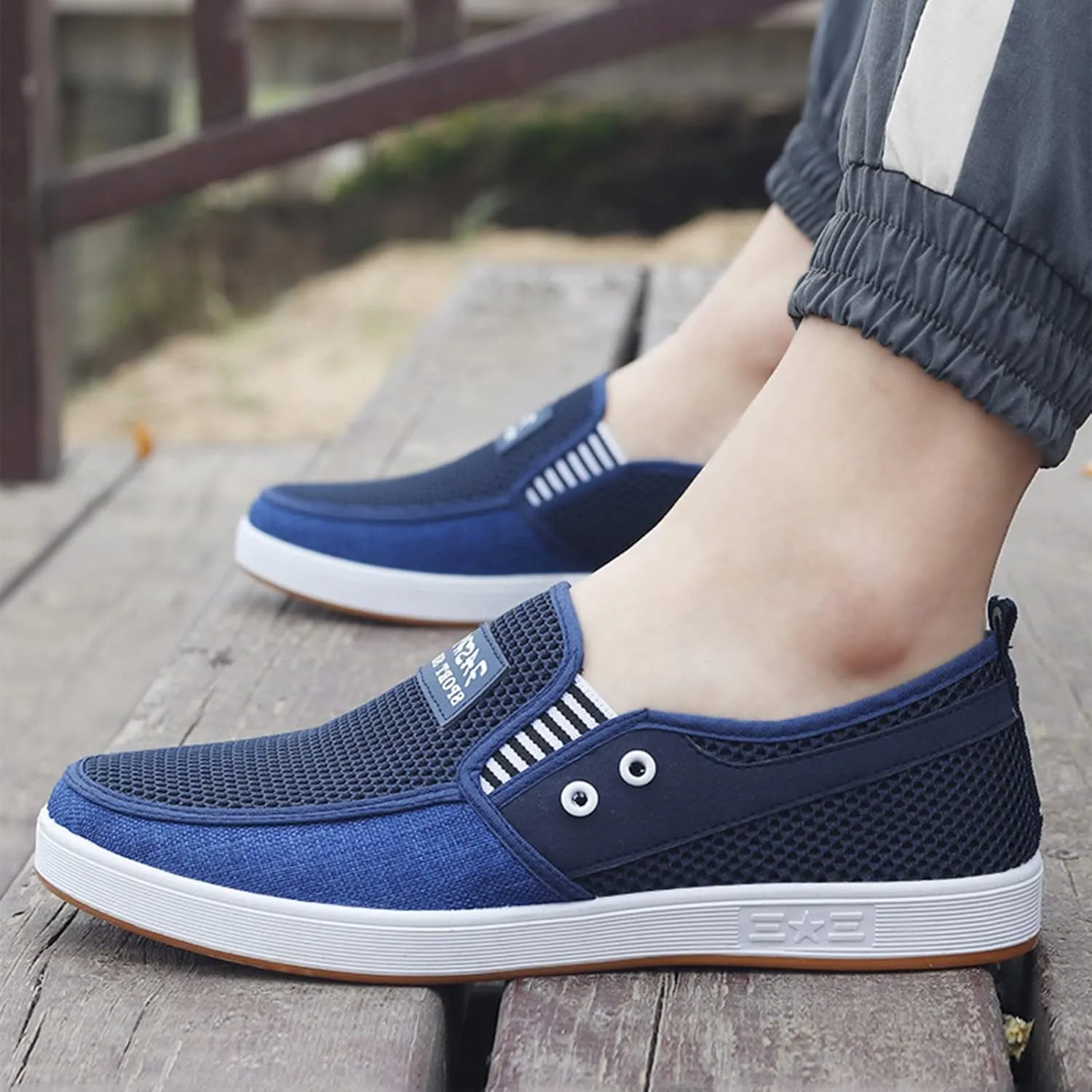 Mens Slip on Sneakers Breathable Tennis Shoes Casual Fashion Walking Shoes Loafers Shoes for Golf Business