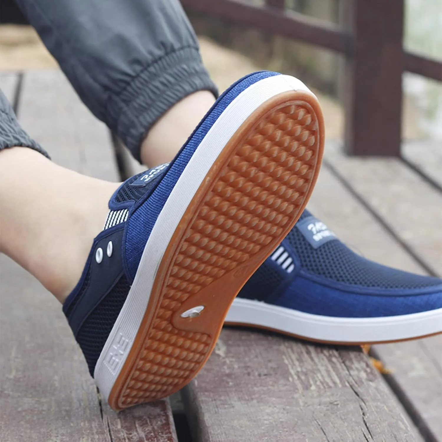 Mens Slip on Sneakers Breathable Tennis Shoes Casual Fashion Walking Shoes Loafers Shoes for Golf Business