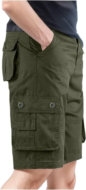 Men's Solid Color Multi Pockets Shorts Fashion Summer Leisure Pants Overalls Hiking Cargo Shorts Athletic Joggers