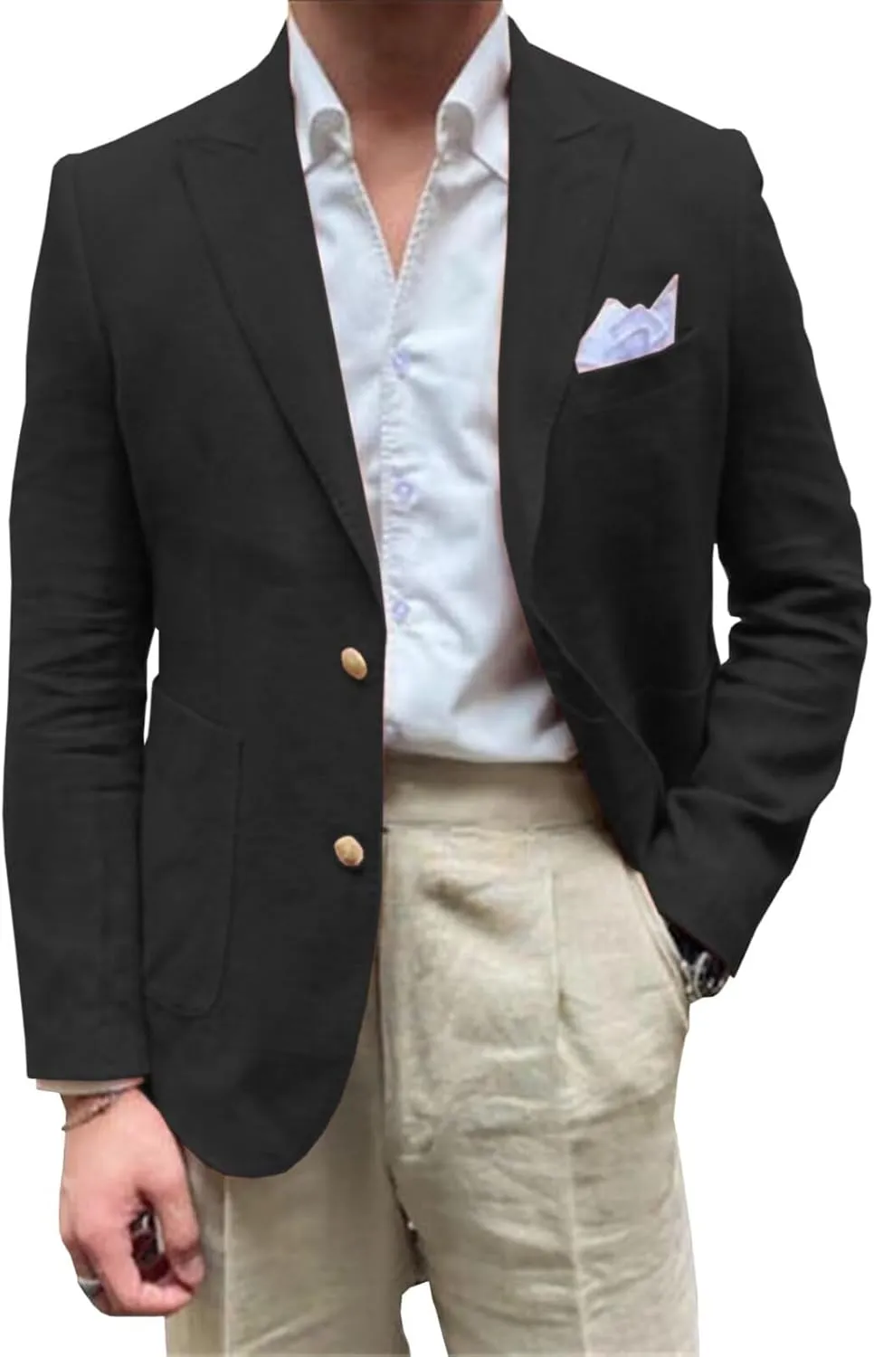 Men's Summer Linen Blazer Sport Coats Regular Fit Casual Suit Jacket Lightweight Beach Wedding Prom Blazers for Men
