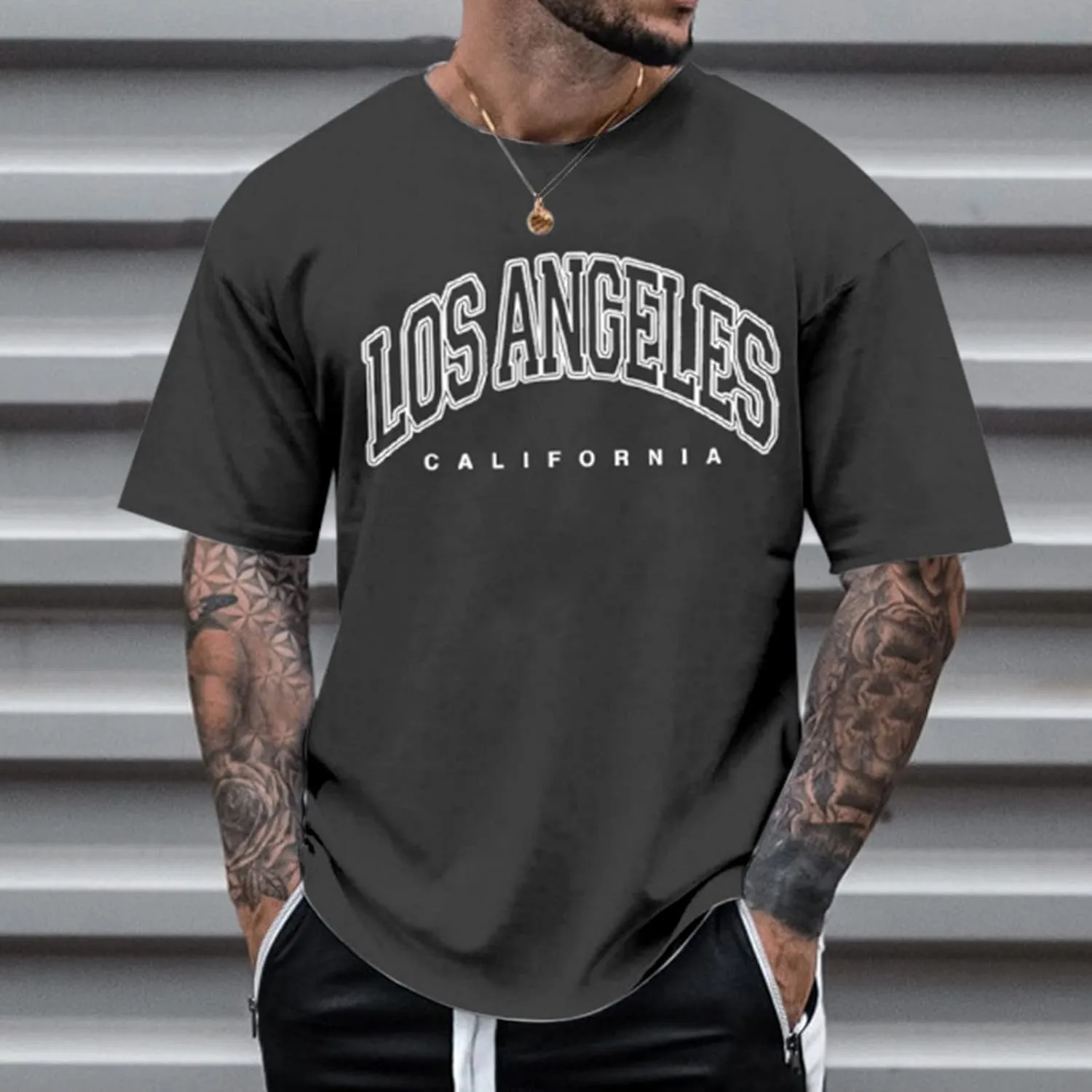 Men's T Shirt Printed Short Sleeve O Neck Outdoor Workout Regular Fit Tees True Comfort Fashion Tops