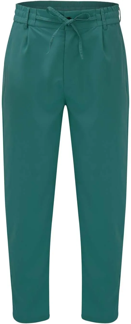 Mens Tapered Pants Casual Linen Pants Elastic Waist Slim Fit Beach Yoga Business Lightweight Cotton Trousers with Pockets