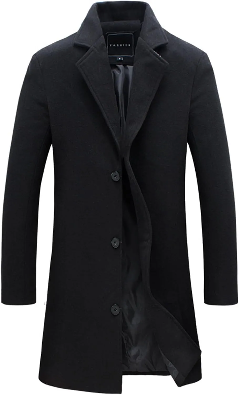 Mens Trench Coats Winter Long Jackets Wool Blend Pea Coat Trendy Notched Lapel Overcoat Single Breasted Jacket