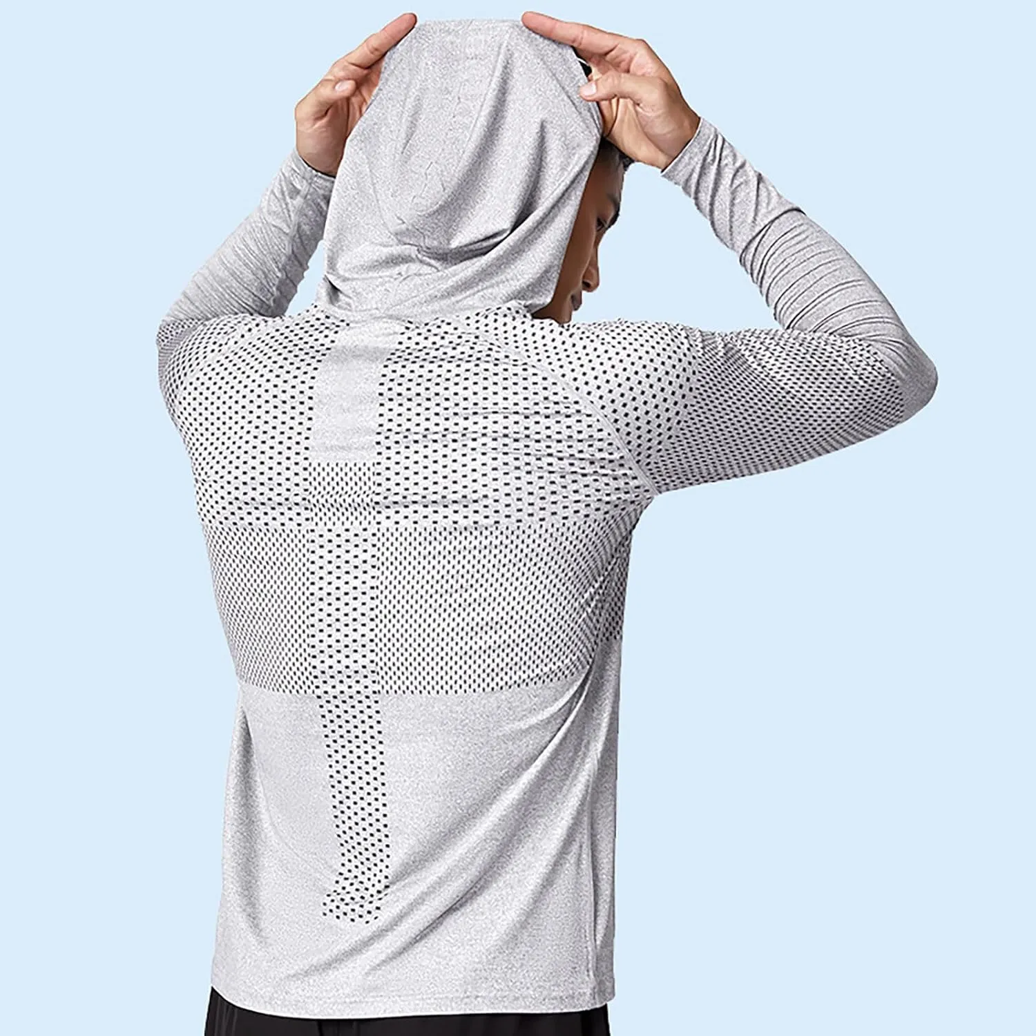 Mens UPF 50  Sun Protection Hoodie Long Sleeve Rash Guard Outdoor Lightweight Quick Dry Fishing Shirts SPF UV Shirts