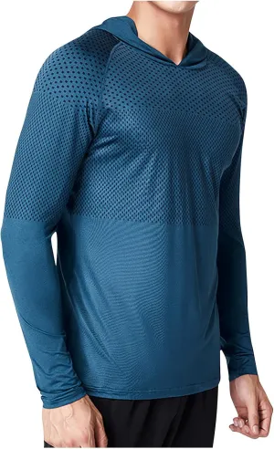 Mens UPF 50  Sun Protection Hoodie Long Sleeve Rash Guard Outdoor Lightweight Quick Dry Fishing Shirts SPF UV Shirts