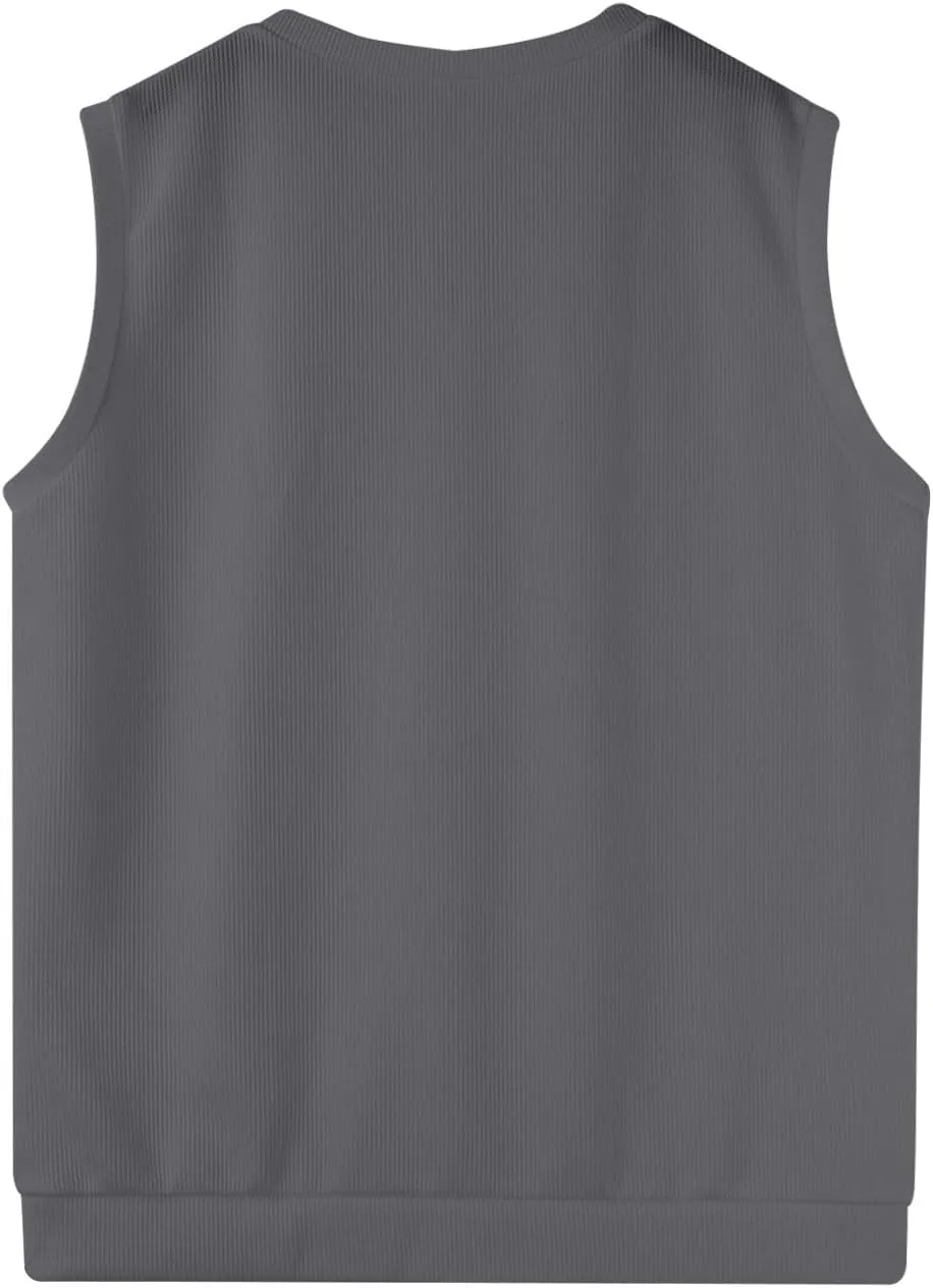 Mens Vest 2025 Lightweight V Neck Pullover Solid Sleeveless Knitted Vest Sweater Business Work Relaxed Fit Tops