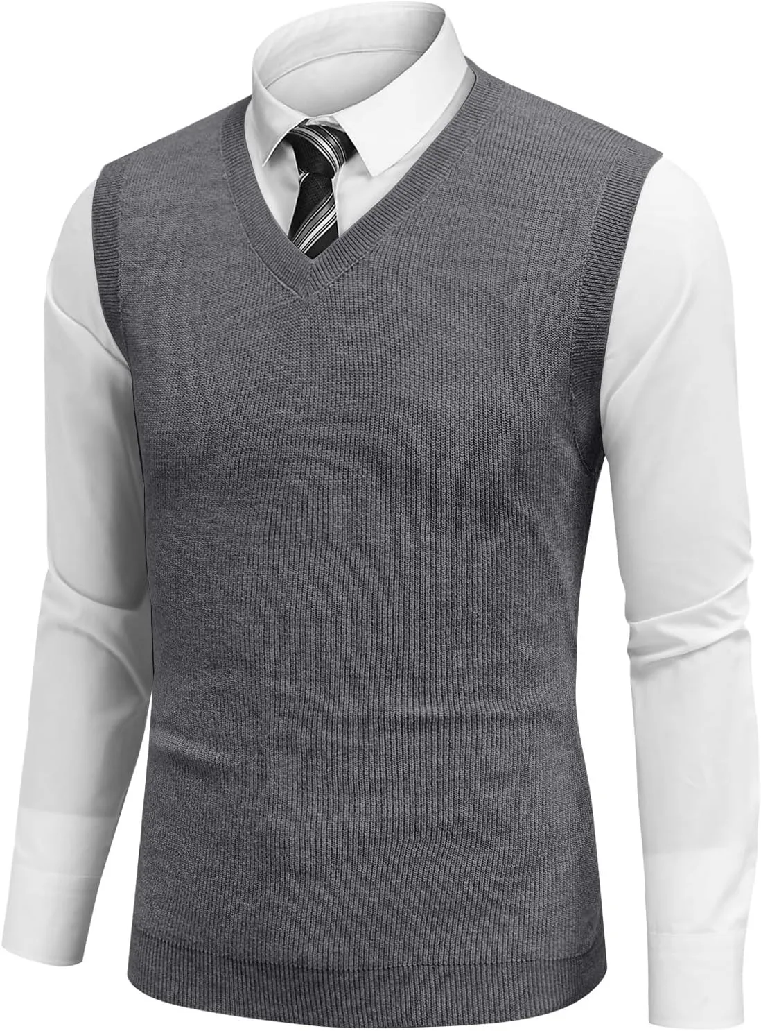 Mens Vest 2025 Lightweight V Neck Pullover Solid Sleeveless Knitted Vest Sweater Business Work Relaxed Fit Tops