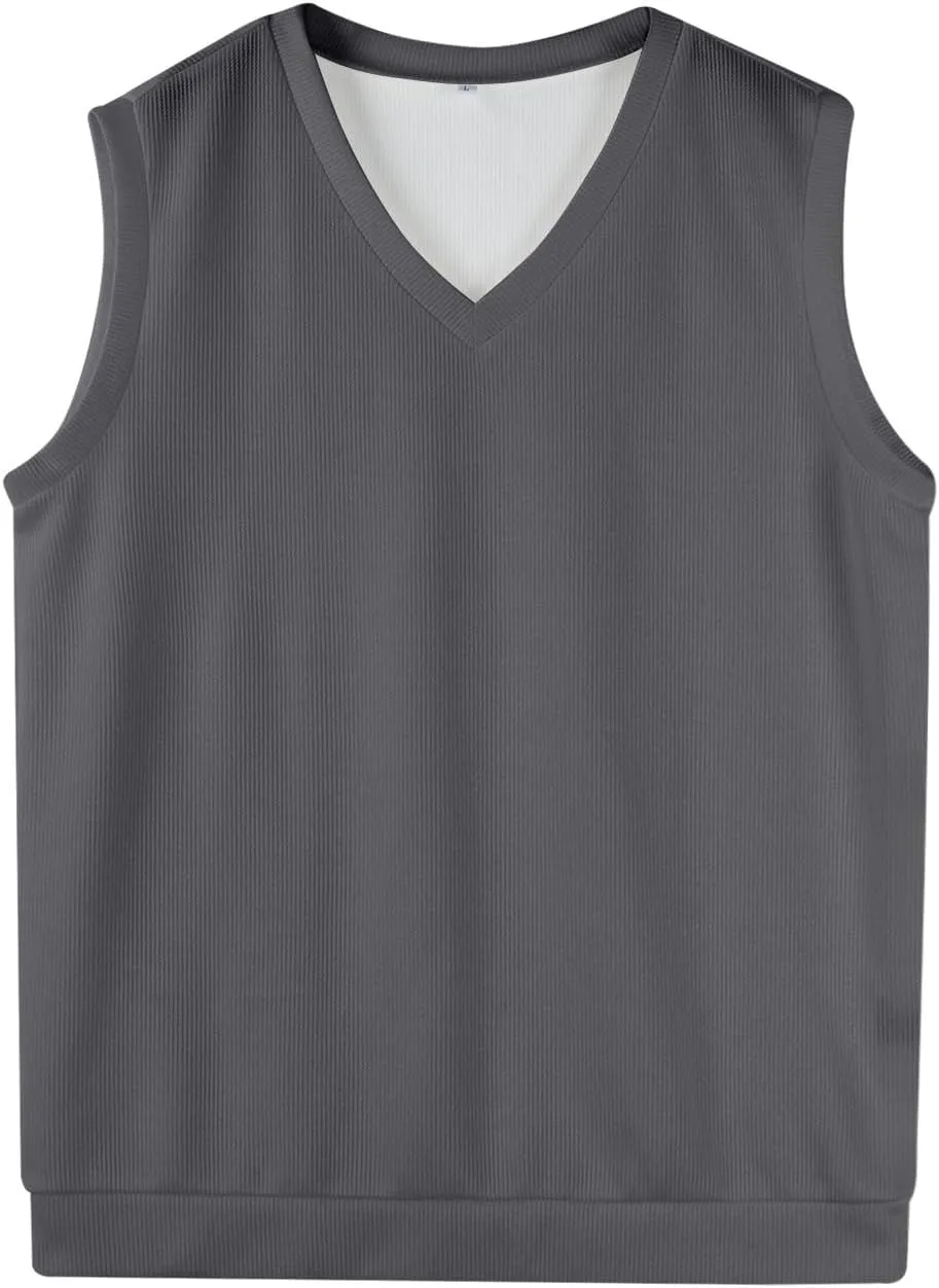 Mens Vest 2025 Lightweight V Neck Pullover Solid Sleeveless Knitted Vest Sweater Business Work Relaxed Fit Tops