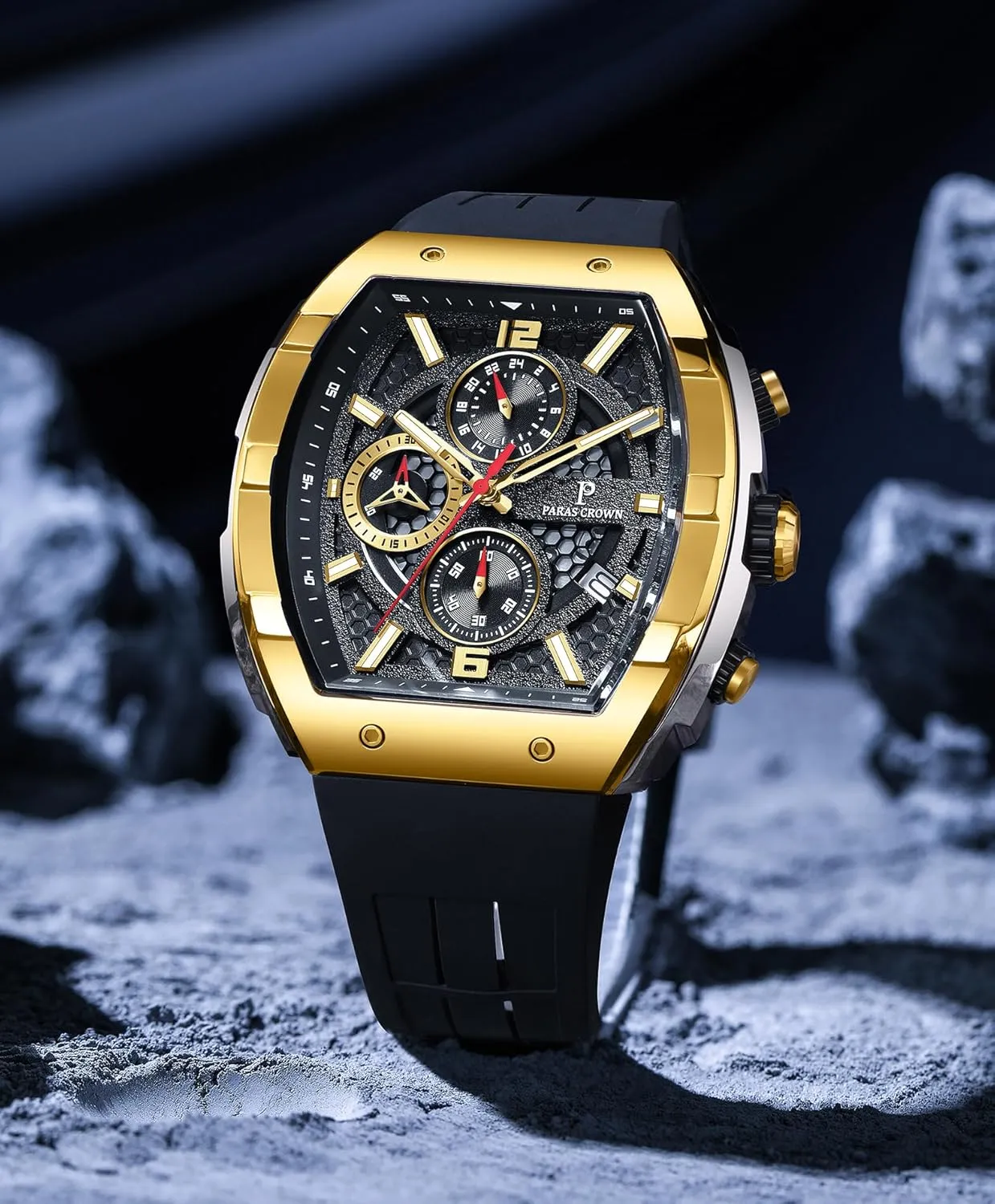 Mens Watches Analog Quartz Luxury 50M Waterproof Tonneau Watches for Men Japanese Movement Stainless Steel Case Luminous Sport Watch
