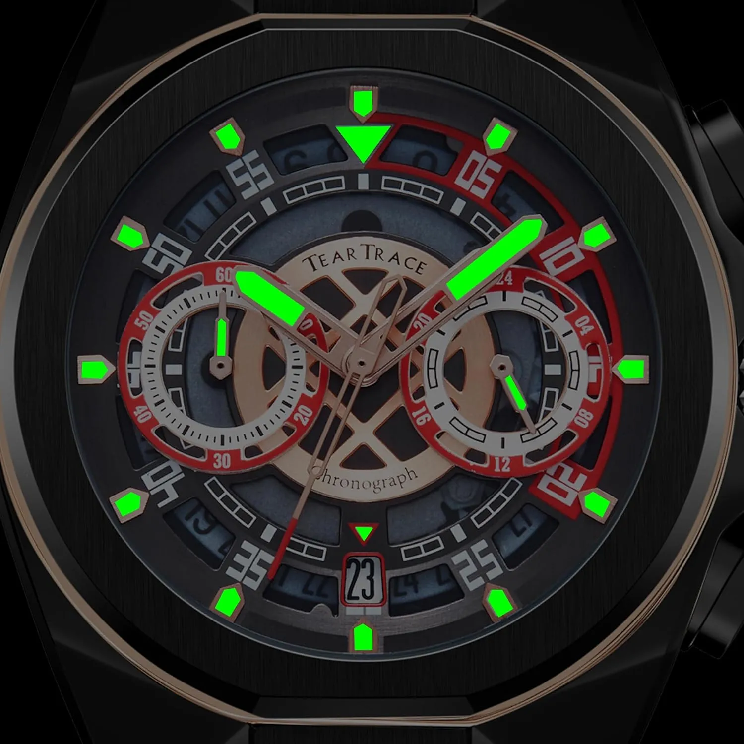 Mens Watches Analog Waterproof Fashion Date Wrist Watch, Skeleton Tonneau Watches for Men with Chronograph,Ideal for Sports Enthusiasts & Daily Wear - Perfect Gifts for Men