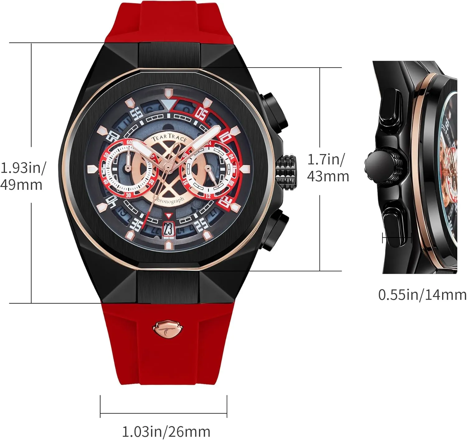 Mens Watches Analog Waterproof Fashion Date Wrist Watch, Skeleton Tonneau Watches for Men with Chronograph,Ideal for Sports Enthusiasts & Daily Wear - Perfect Gifts for Men