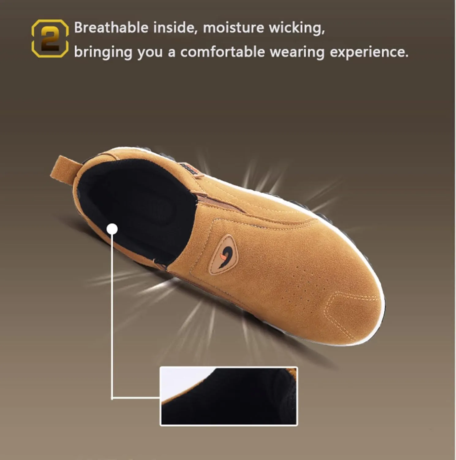 Men's Wide Hiking Shoes Slip on Loafers Trekking Sneakers Comfortable Walking Shoes with Arch Support