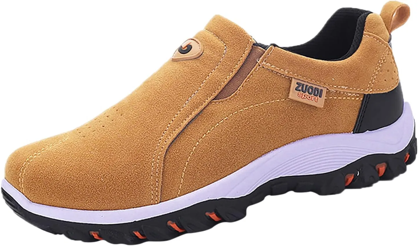 Men's Wide Hiking Shoes Slip on Loafers Trekking Sneakers Comfortable Walking Shoes with Arch Support