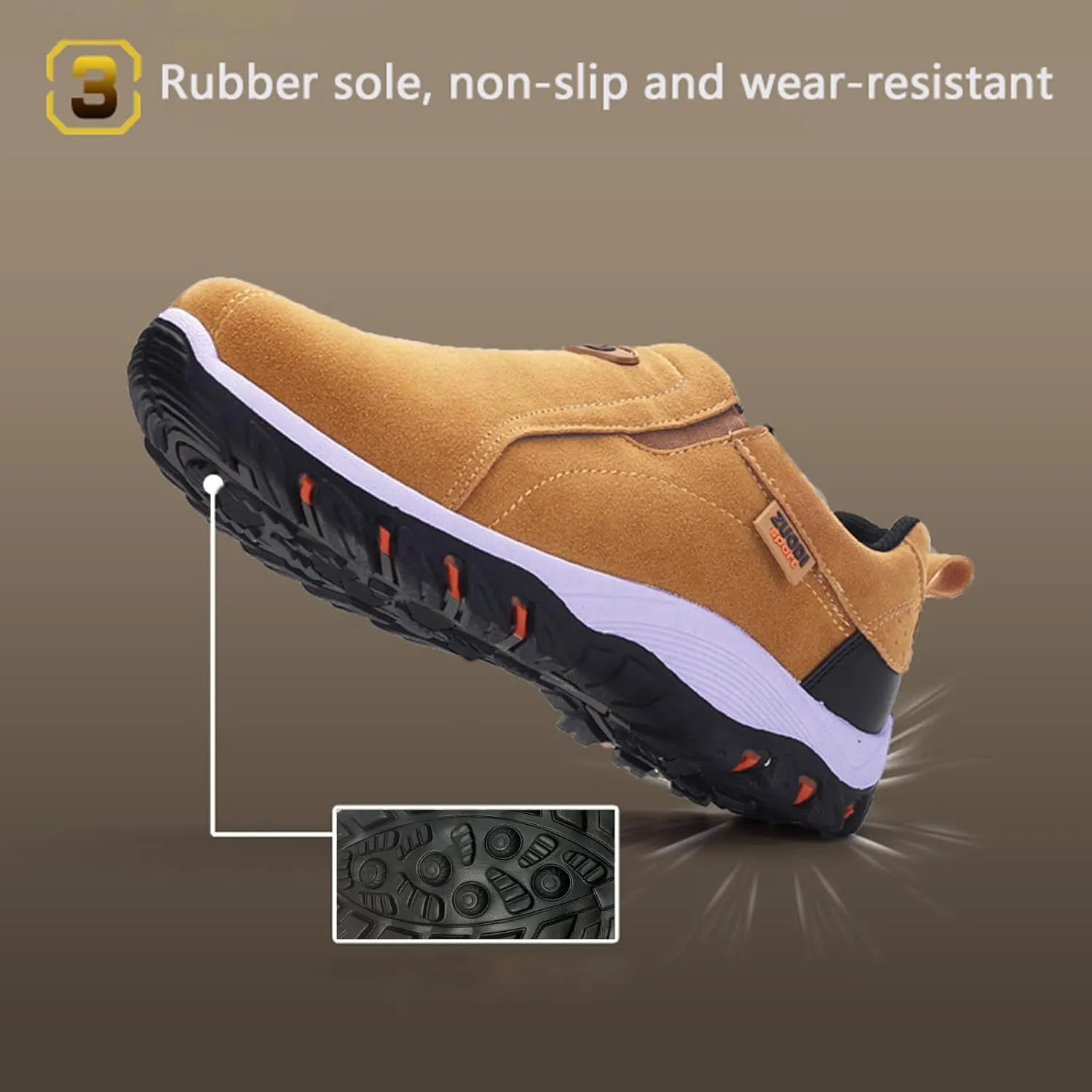 Men's Wide Hiking Shoes Slip on Loafers Trekking Sneakers Comfortable Walking Shoes with Arch Support