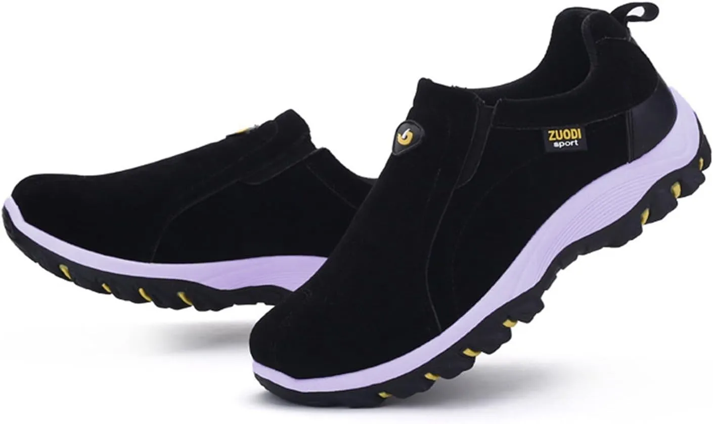 Men's Wide Hiking Shoes Slip on Loafers Trekking Sneakers Comfortable Walking Shoes with Arch Support