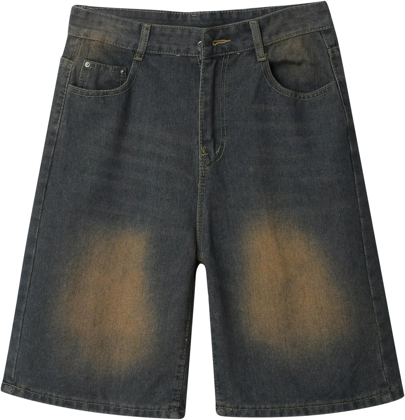 Mens Y2K Baggy Jean Shorts Summer Casual Hip Hop Skateboard Pants Loose Denim Shorts with Pockets Streetwear