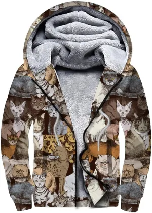 Men's Zip Up Hoodie Heavyweight Winter Sweatshirt Fleece Sherpa Lined Warm Jacket for Men Women S-3XL