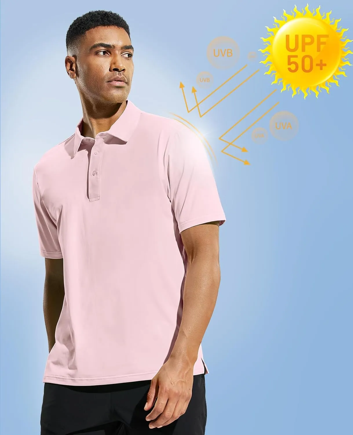 MIER Men's Golf Polo Shirt Short Sleeve Sun Protection Outdoor Sport Shirts Quick Dry