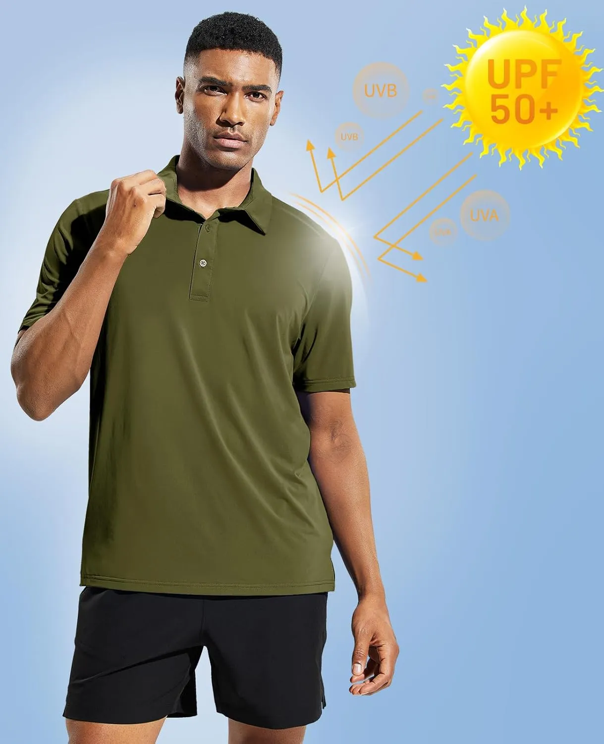MIER Men's Golf Polo Shirt Short Sleeve Sun Protection Outdoor Sport Shirts Quick Dry
