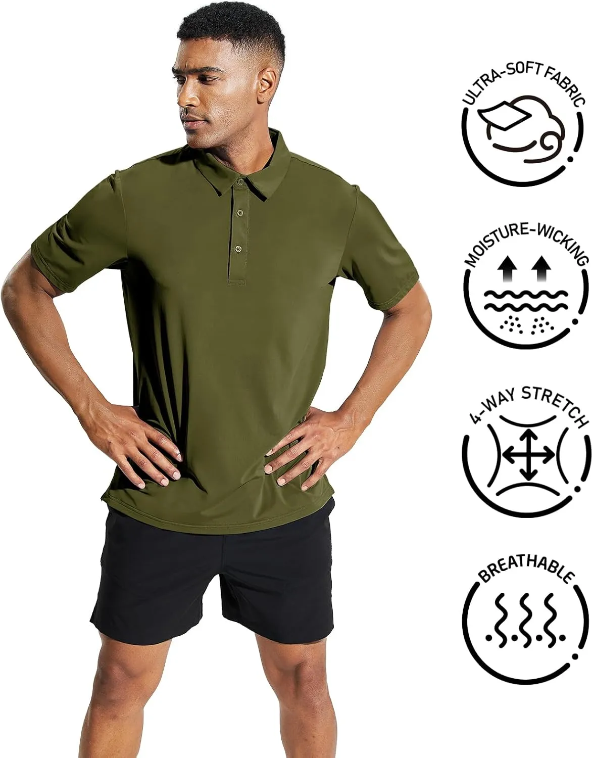 MIER Men's Golf Polo Shirt Short Sleeve Sun Protection Outdoor Sport Shirts Quick Dry