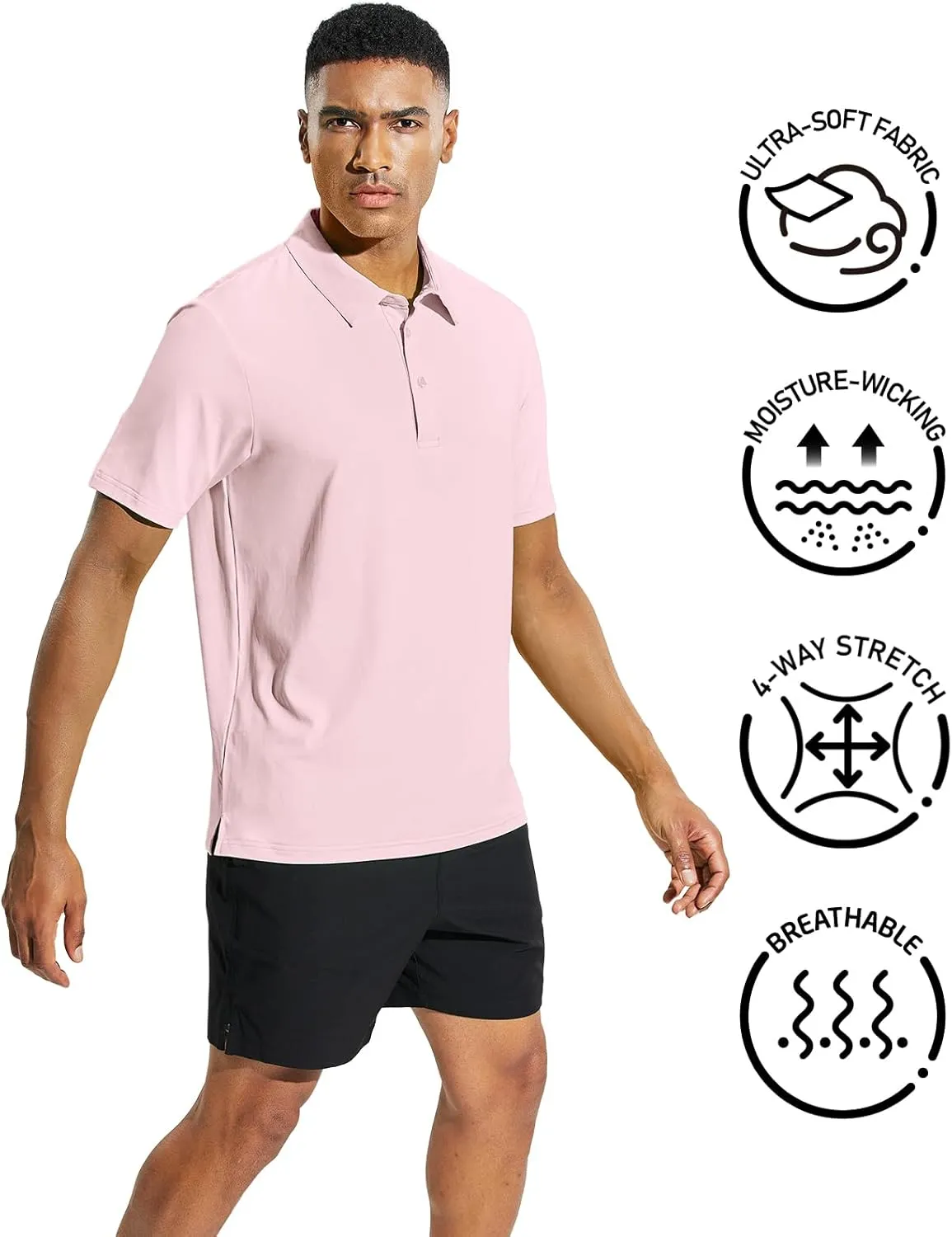MIER Men's Golf Polo Shirt Short Sleeve Sun Protection Outdoor Sport Shirts Quick Dry