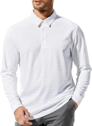 MIER Men's Quick Dry Polo Golf Shirts - Short & Long Sleeve Polyester Casual Lightweight Soft Collared Shirts