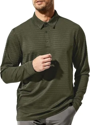 MIER Men's Quick Dry Polo Golf Shirts - Short & Long Sleeve Polyester Casual Lightweight Soft Collared Shirts
