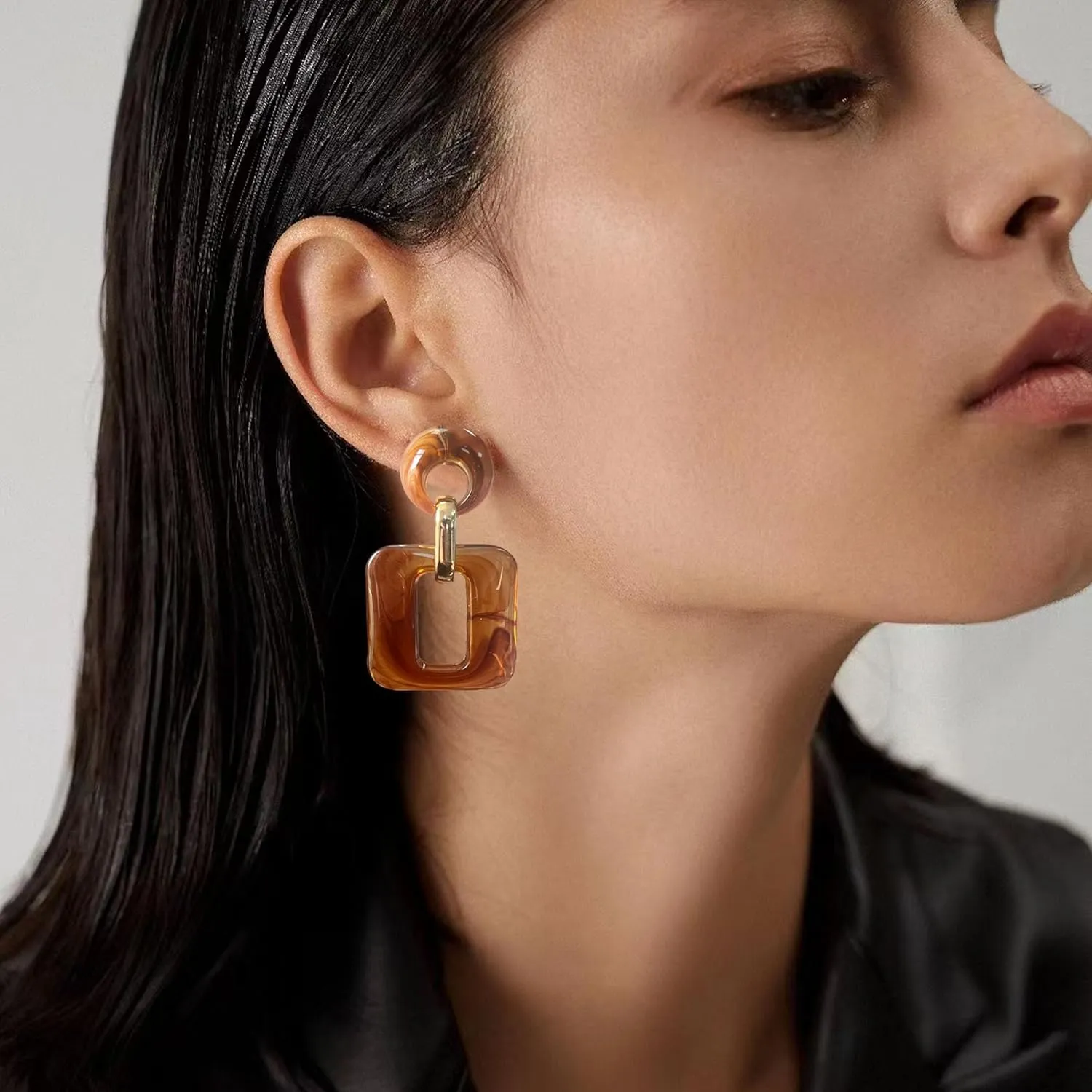 Minimalist Chunky Geometric Square Earrings Lightweight Acrylic Studs for Everyday Wear Modern