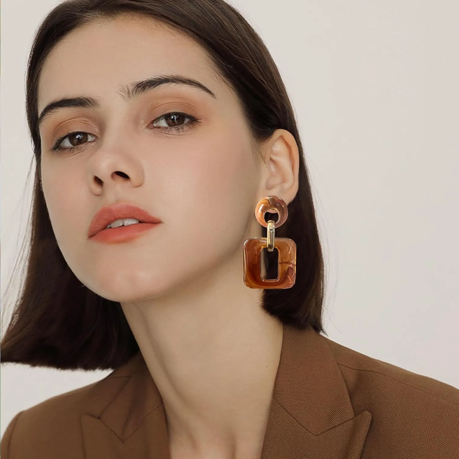 Minimalist Chunky Geometric Square Earrings Lightweight Acrylic Studs for Everyday Wear Modern