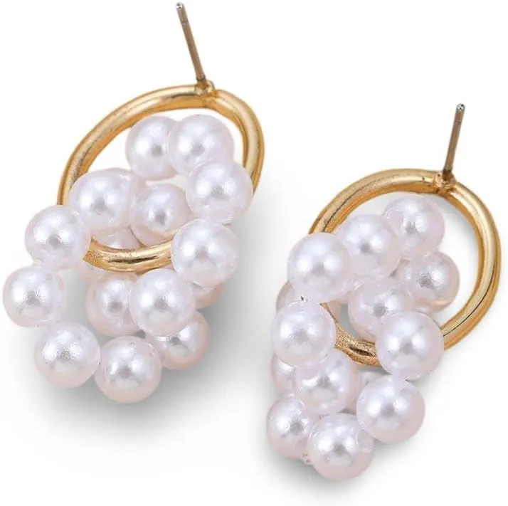 Minimalist Simulat Pearls Stud Earrings for Women Gold Color Metal Piercing Ear Studs Wding Jewelry Gifts