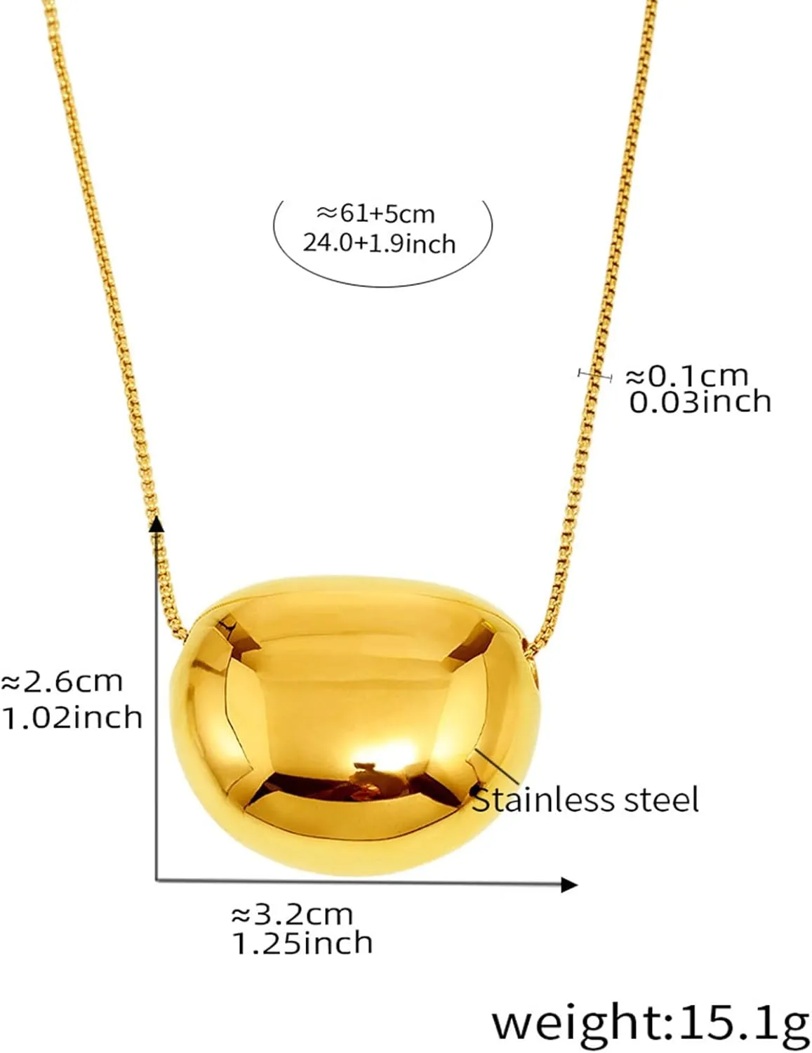 Mirror Pendant Necklace - Dual Tone Reflective Jewelry with Adjustable Chain