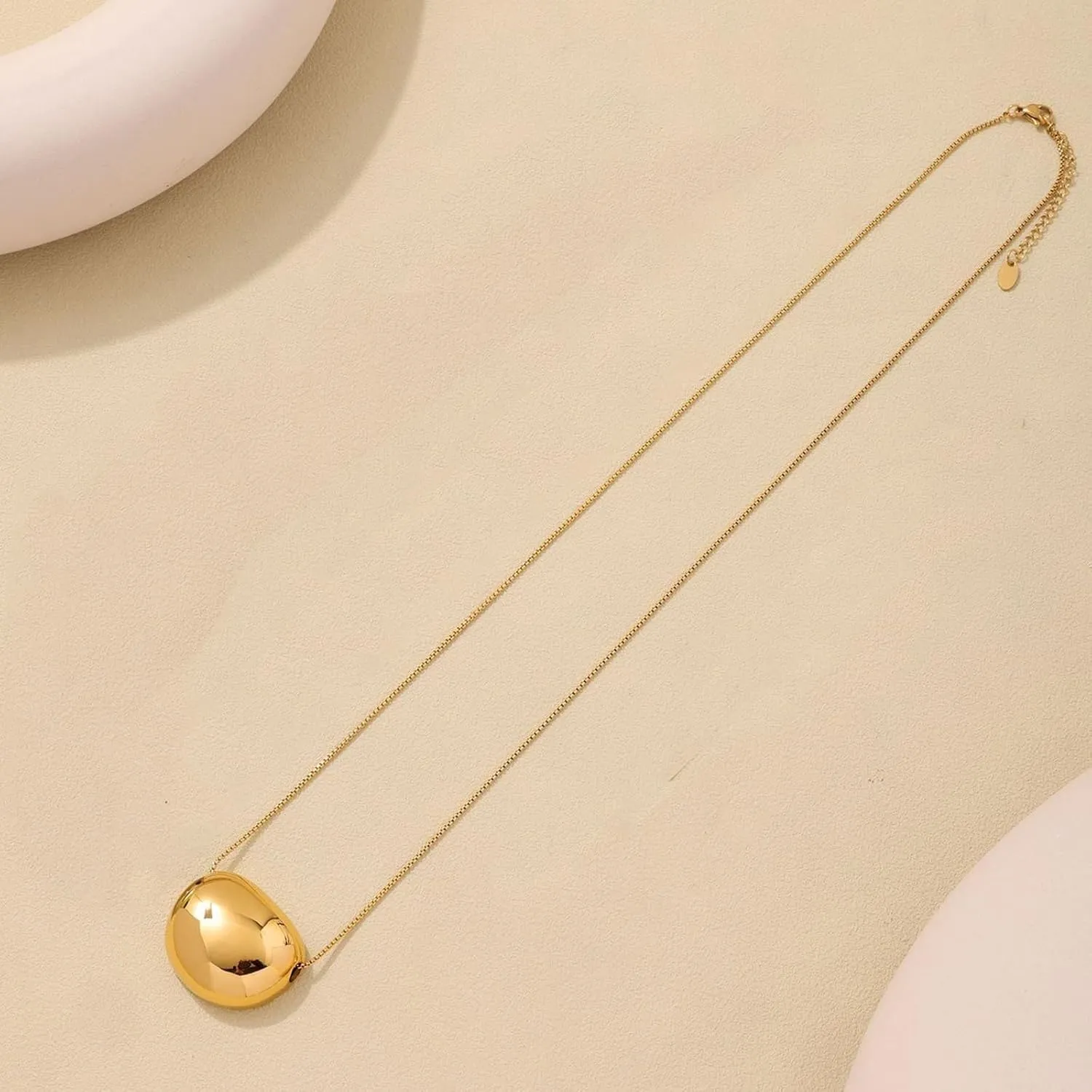Mirror Pendant Necklace - Dual Tone Reflective Jewelry with Adjustable Chain