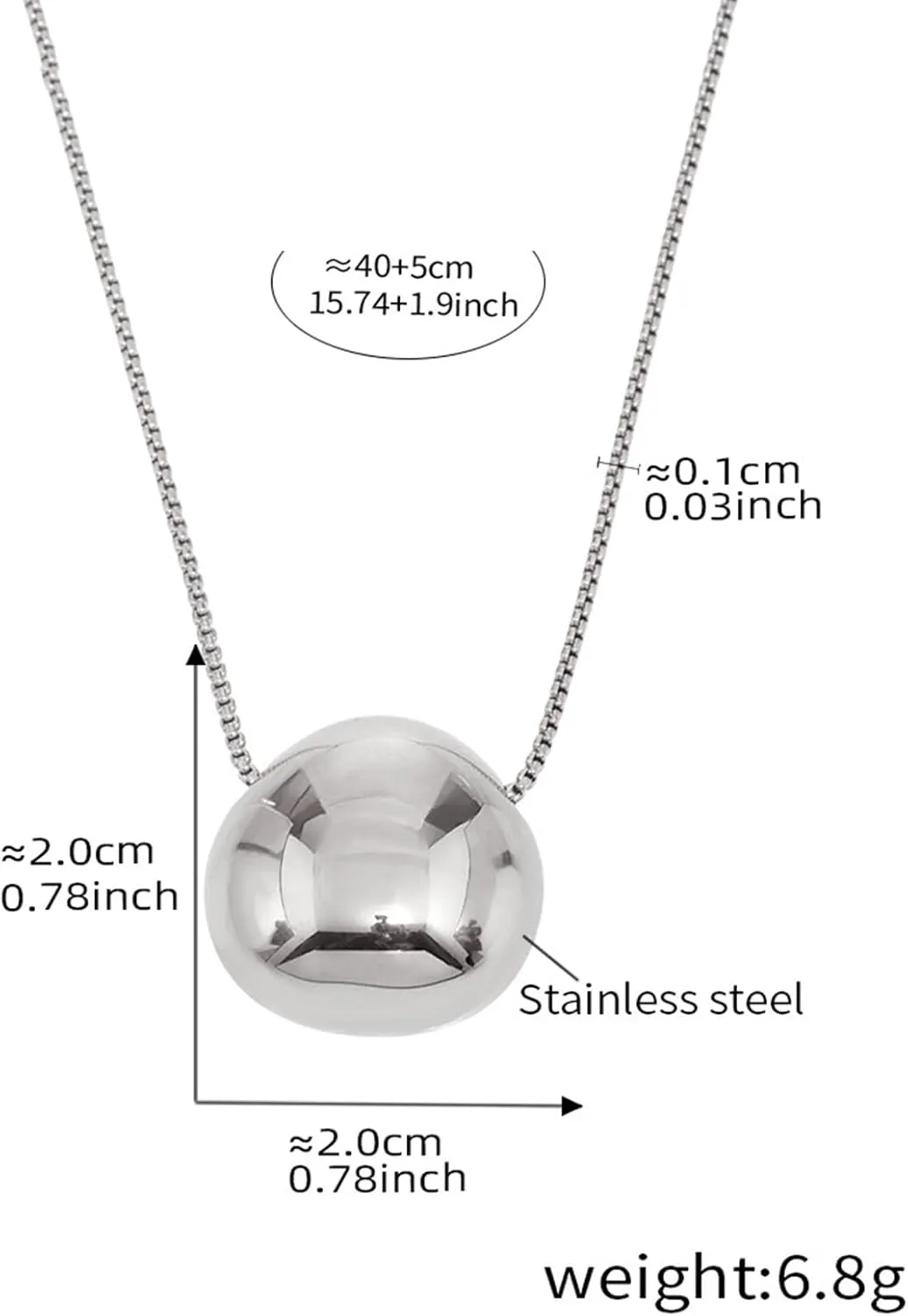 Mirror Pendant Necklace - Dual Tone Reflective Jewelry with Adjustable Chain