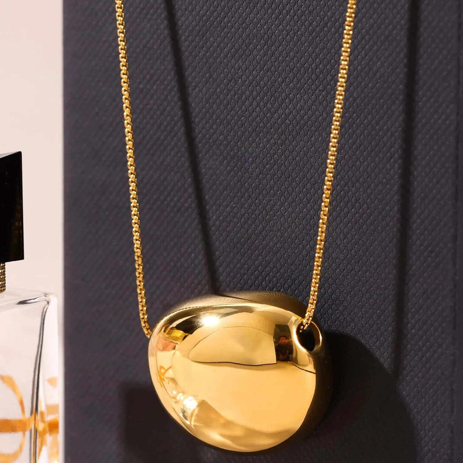 Mirror Pendant Necklace - Dual Tone Reflective Jewelry with Adjustable Chain