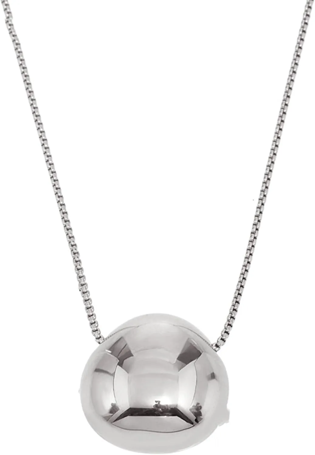 Mirror Pendant Necklace - Dual Tone Reflective Jewelry with Adjustable Chain