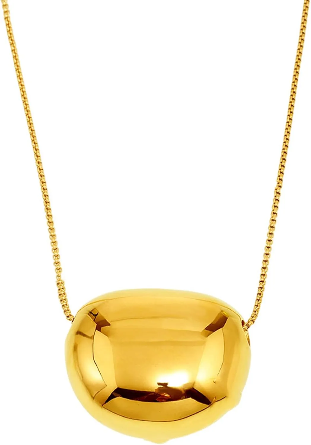 Mirror Pendant Necklace - Dual Tone Reflective Jewelry with Adjustable Chain