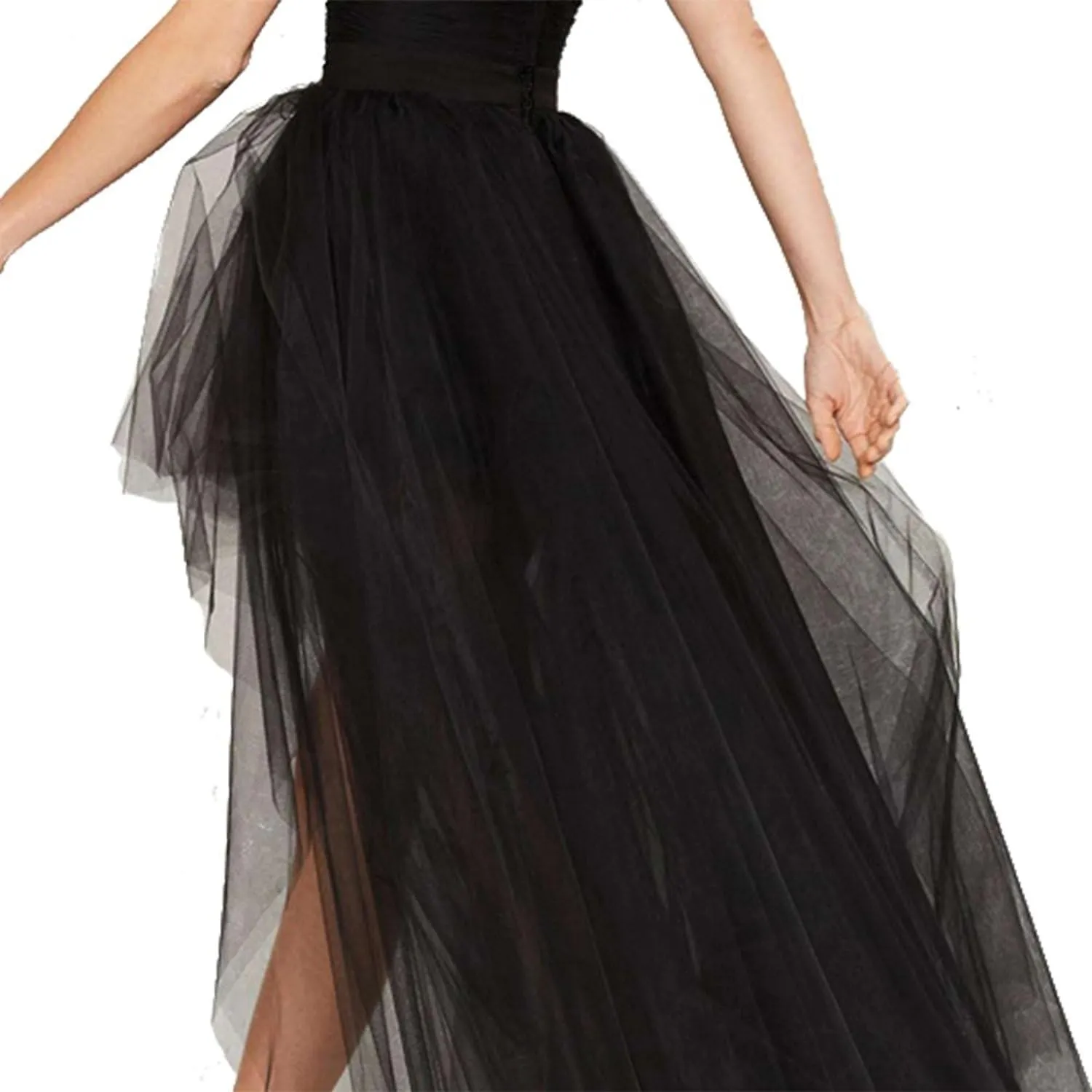 MisShow Women's Hi-Lo Long Tutu Tulle Bustle Skirt Elastic Waist Festival Party Skirt